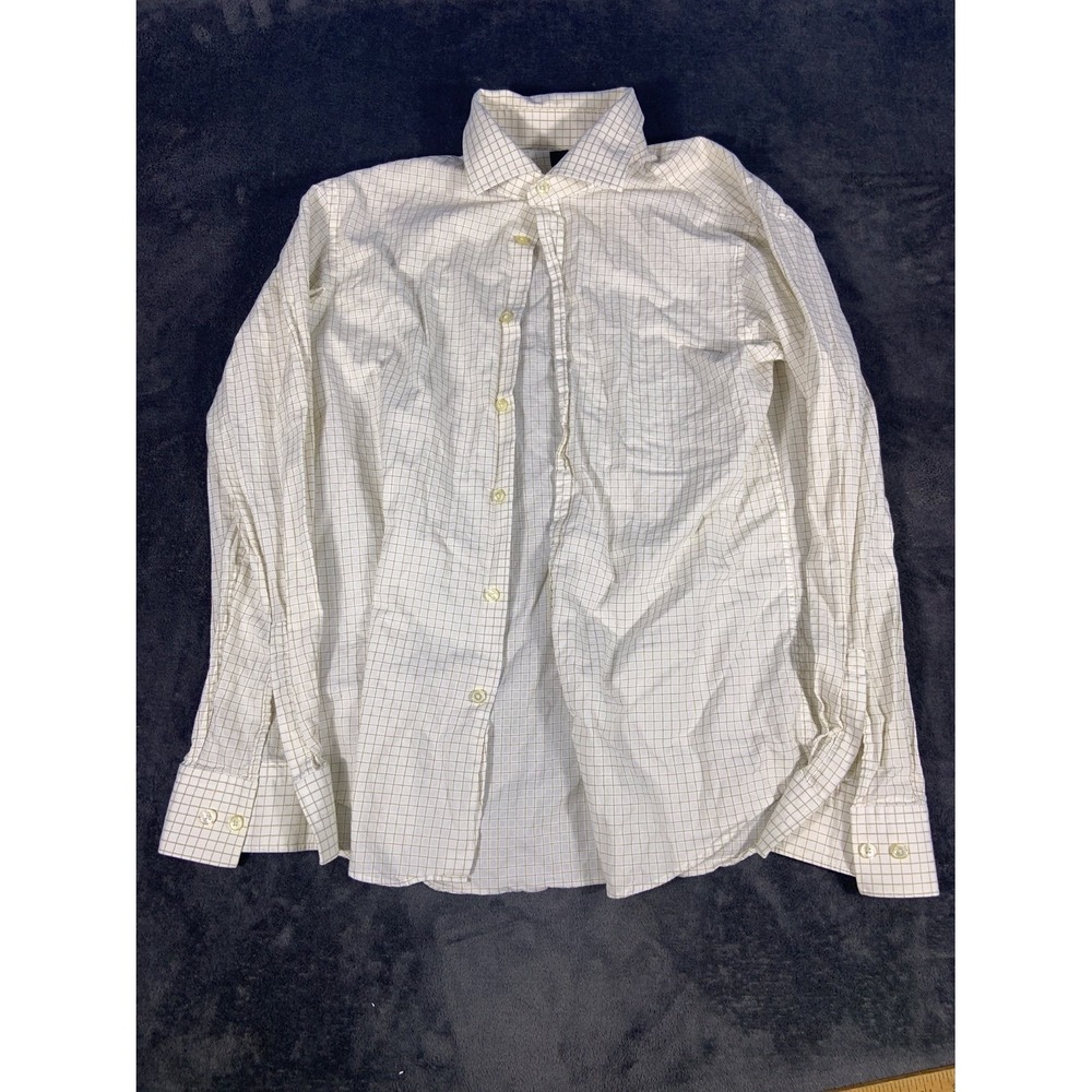 Hugo Boss Men's‎ Dress Shirt Size 16.5 White Adjustable Cuffs 34/35 Fit Cotton